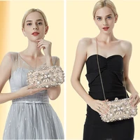 womens evening clutch bag party purse luxury wedding clutch for bridal exquisite crystal ladies handbag apricot silver wallet