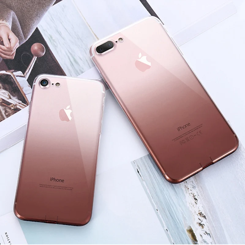 Градиентный прозрачный ТПУ Телефон чехол для IPhone 6 6S 7 8 Plus ультра тонкий прозрачный защитный чехол для IPhone X XS Max XR Fundas