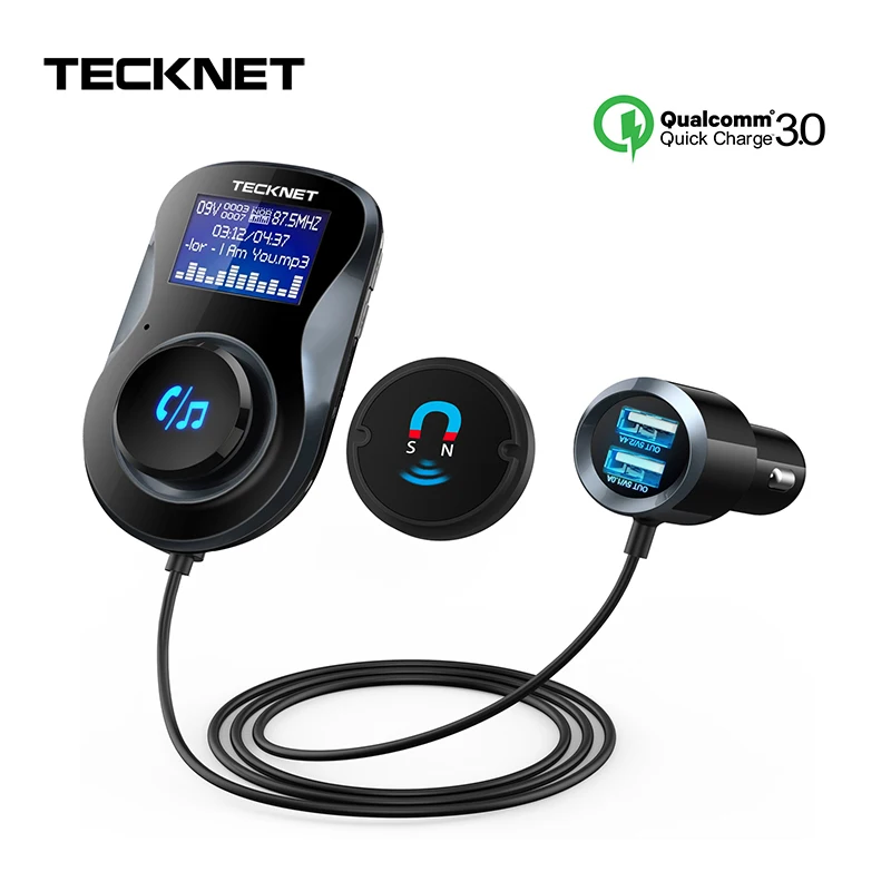 TeckNet 5 В/2.4A двойной зарядное устройство USB беспроводной Bluetooth fm передатчик радио