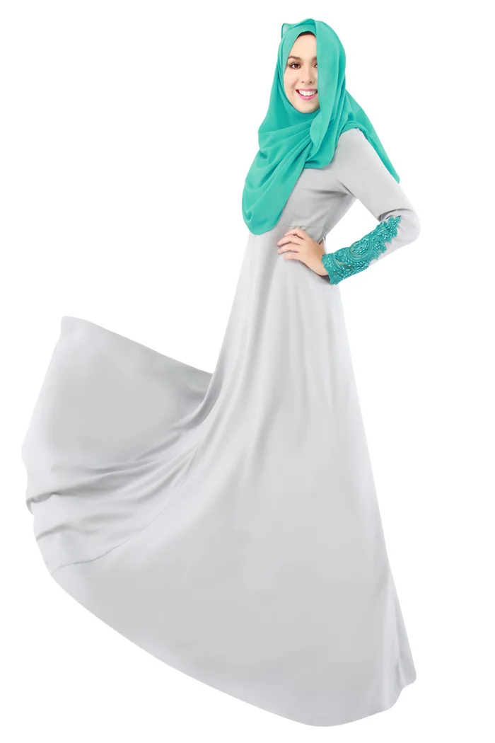 

fashion muslim women abaya prayer summer one piece long dress lace