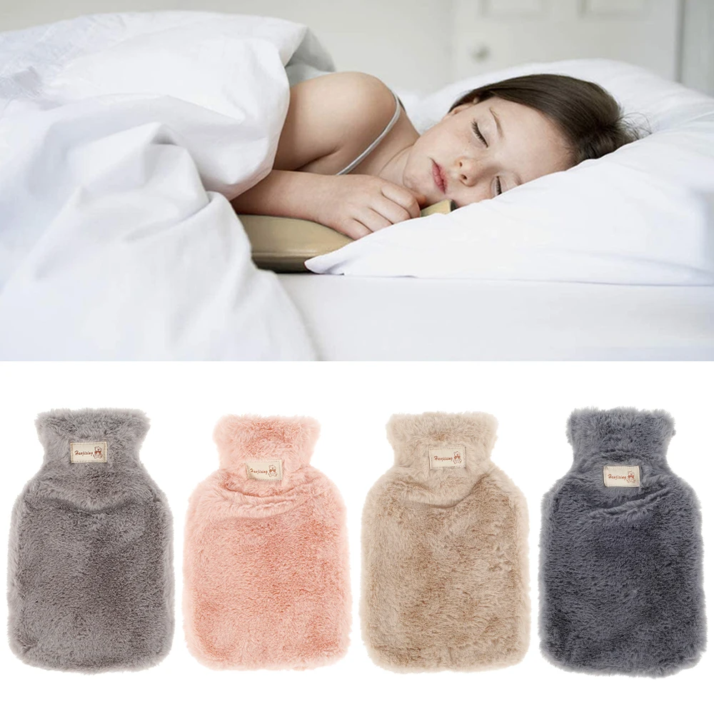 

800ML Portable lush Hot Water Bag Washable Anti-slip Thick Safe Winter Warm Durable Heat Bottle Removeable Leakproof Cover