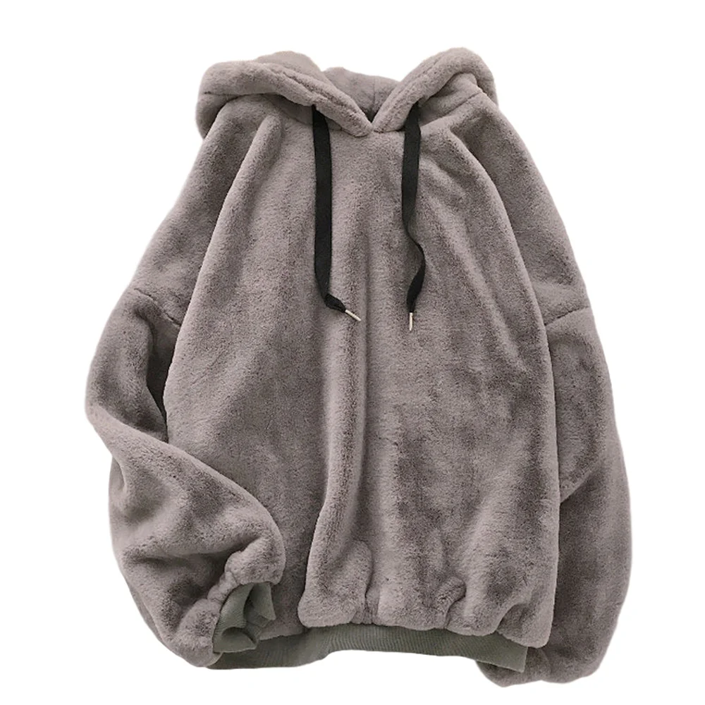 

VICABO Winter Oversized Hoodies Women Sweatshirts Harajuku Drawstring Velvet Casual Pullover Loose Solid Furry Casual Jumpers