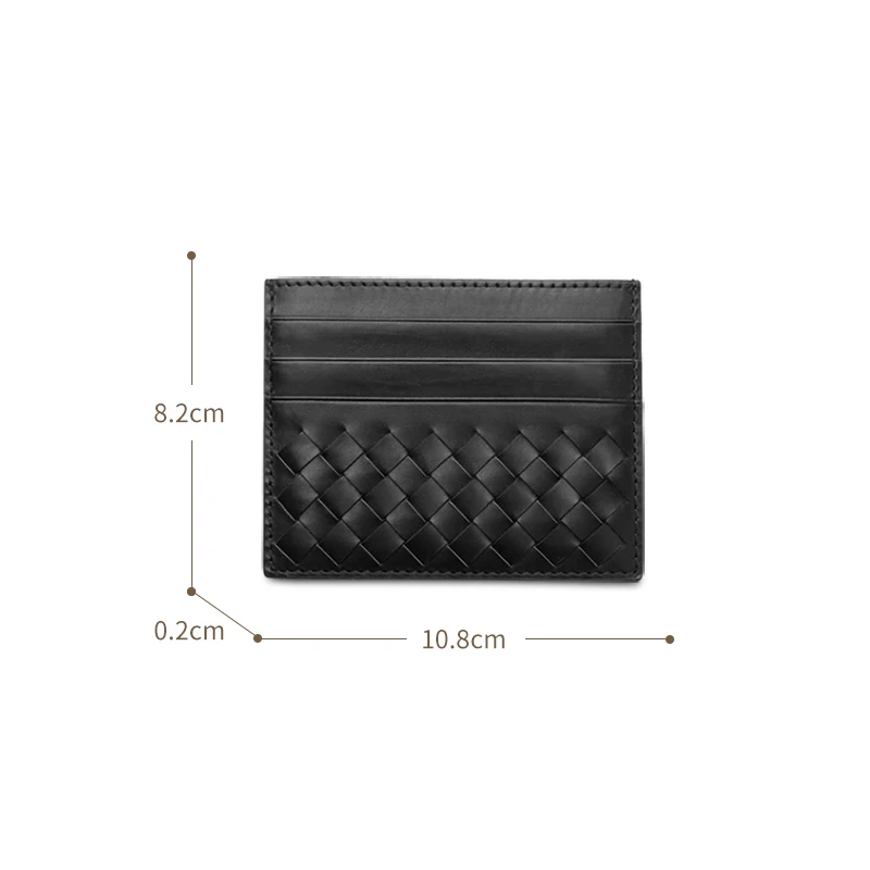 

Authentic Leather Weave Small Card Holder Luxury Brand Small and Ultra-Thin Multiple Card Slots Credit Card Coin Purse Unisex