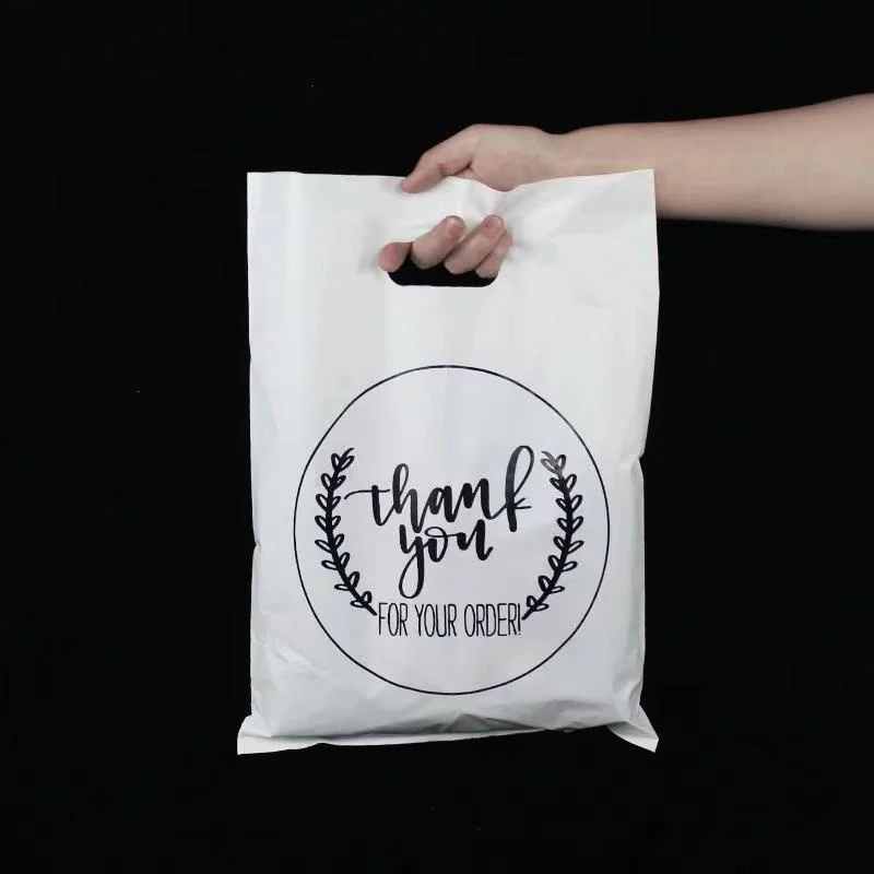 

White Plastic Thank You Bags Large Retail Shoppingbag With Handle Bags Perfect Size For Packing Clothes T-Shirt Books Boutique
