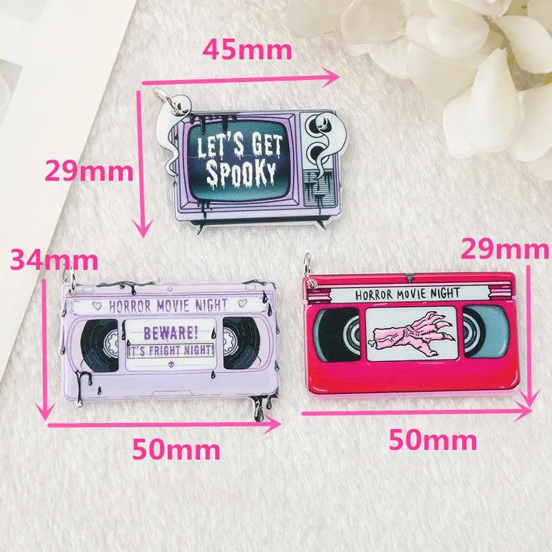 12Pcs Pastel Goth Halloween Charms Spooky TV Horror Movie Acrylic Jewlery Findings For Earring Necklace Diy Making - купить по