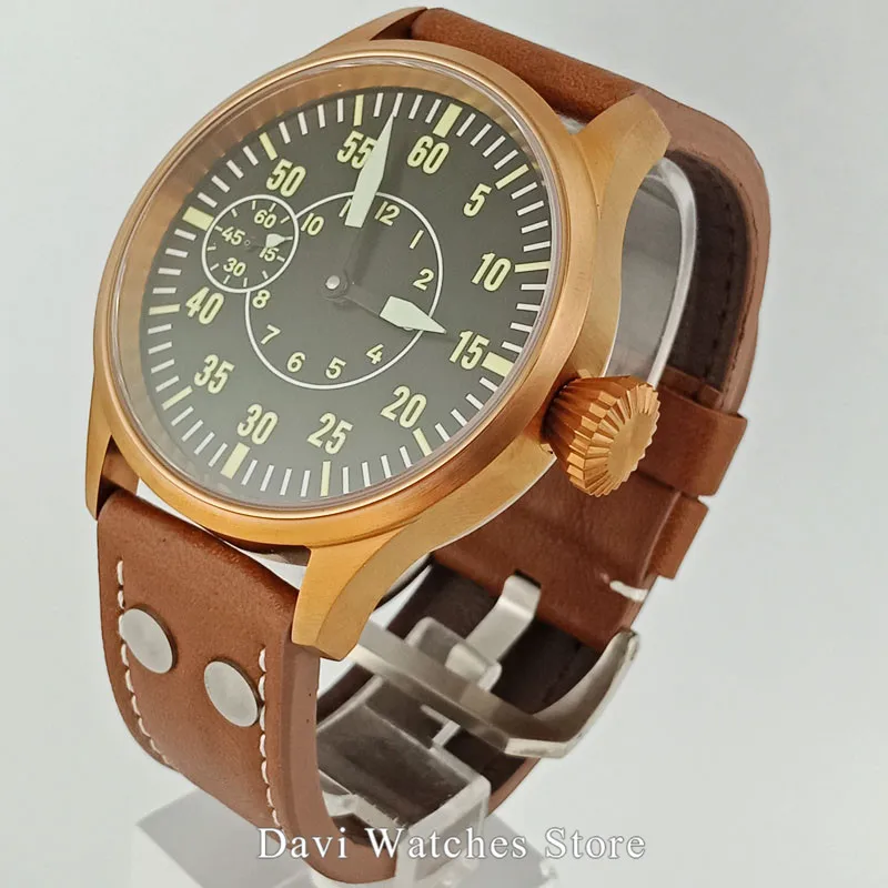 Мужские наручные часы с черным циферблатом и сапфировым стеклом 43 мм|Мужские