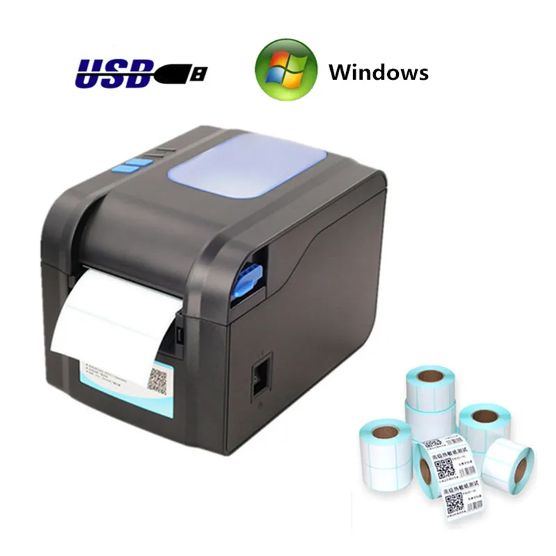 

370B Retail POS Cash Register Receipt Product Price Sticker Label Width 20-80mm USB Thermal Barcode Printer Automatic Stripping