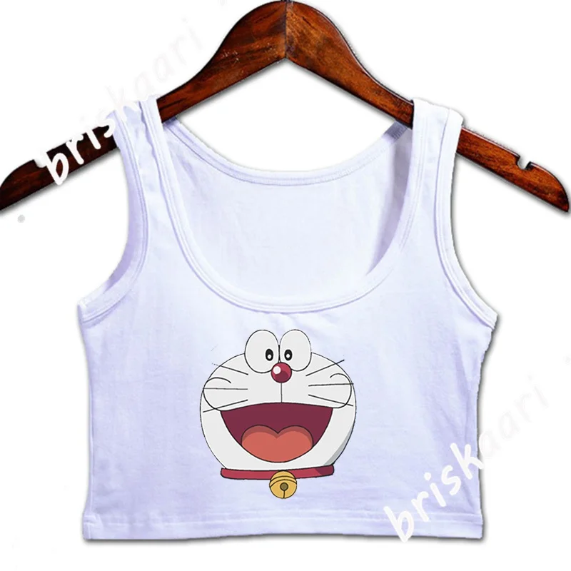 Кроп-топ Doraemon с изображением лица женский летний стильный топ защитой от морщин