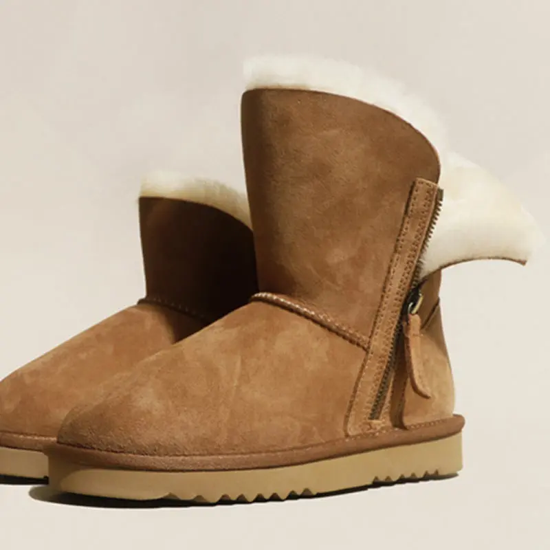 

Новые зимние сапоги, женские зимние сапоги с меховой вставкой, повседневные сапоги на толстой подошве, кожаные сапоги с подогревом