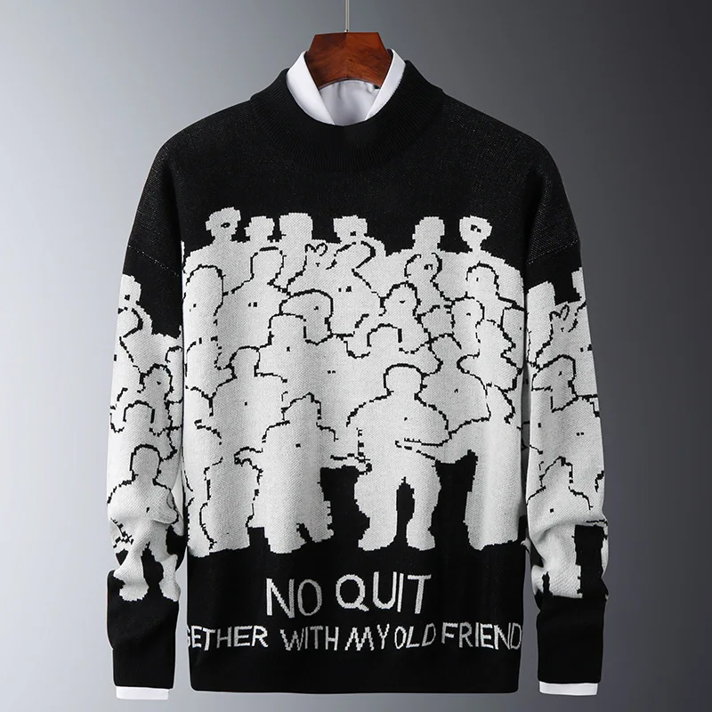 

2021 Sweater Men slim fit Clothing Autumn Pullover Pull Homme Sweater Coat Embroidery Knitted Sweater Pullovers Clothes for Men