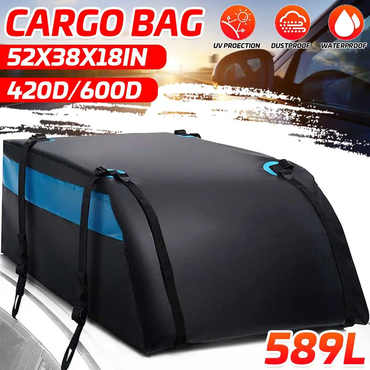 

600D/420D 120x90x44cm Large Waterproof Car Cargo Roof Bag Rooftop Luggage Carrier Black Storage Cube Bag Travel SUV Van For Cars
