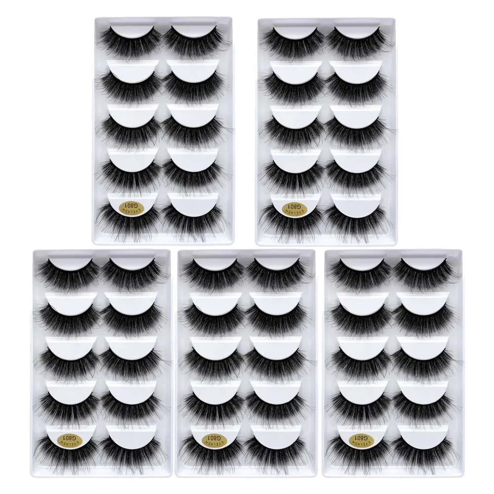 25 пар 3D норковые ресницы оптом натуральные накладные ресницы 11style ресницы мягкие пышные Накладные ресницы макияж комплект Cilios g800 - Цвет: G801(25pairs)