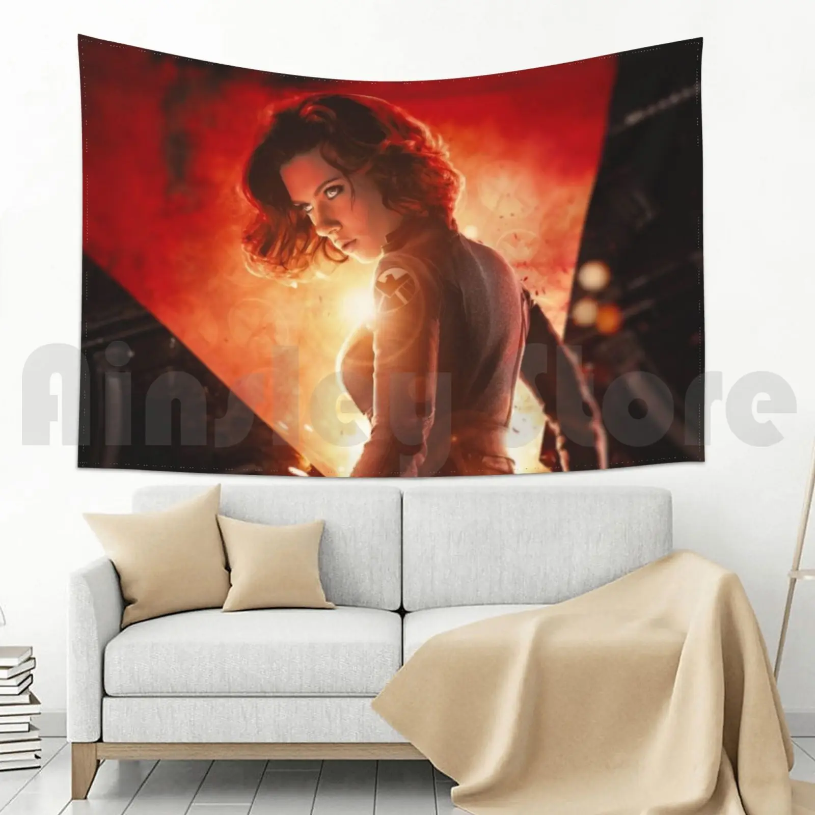 Винтажный гобелен красного и черного цвета для гостиной спальни