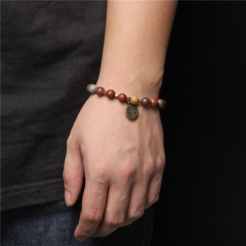 

Natural Amazonite Stone Beads Bracelet Lotus OM Buddha Beads Charm Elastic Bracelet Yoga Energy Jewelry for Women Men Wholesale