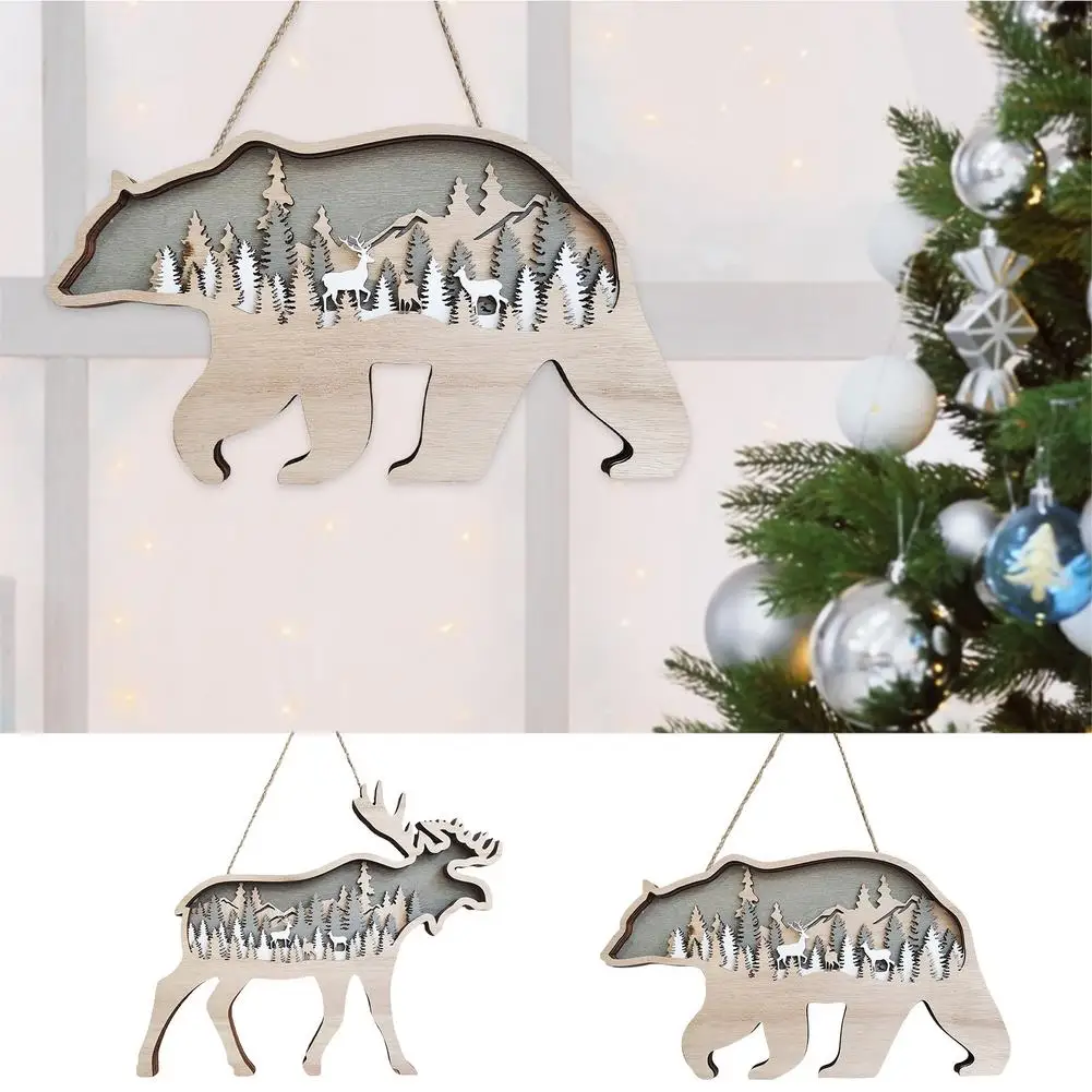 

Bear And Deer Wall Decoration - Rustic Cabin Wall Decor - Creative Forest Wall Art - Woodland Animal Wall Decor Home Art Wall Sc