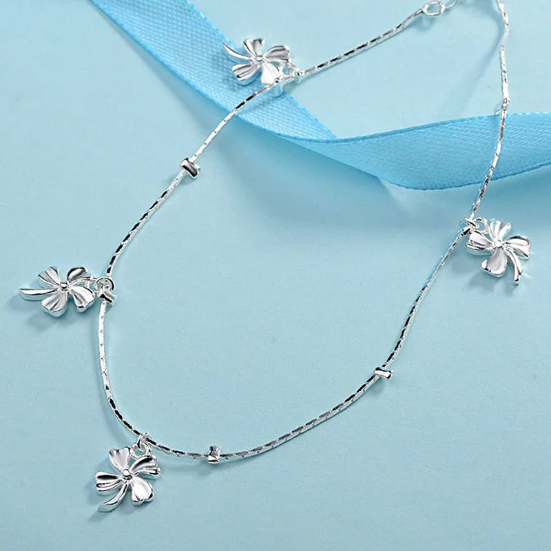 925 Стерлинговое серебро круглый колокольчик в форме сердца ножной браслет для