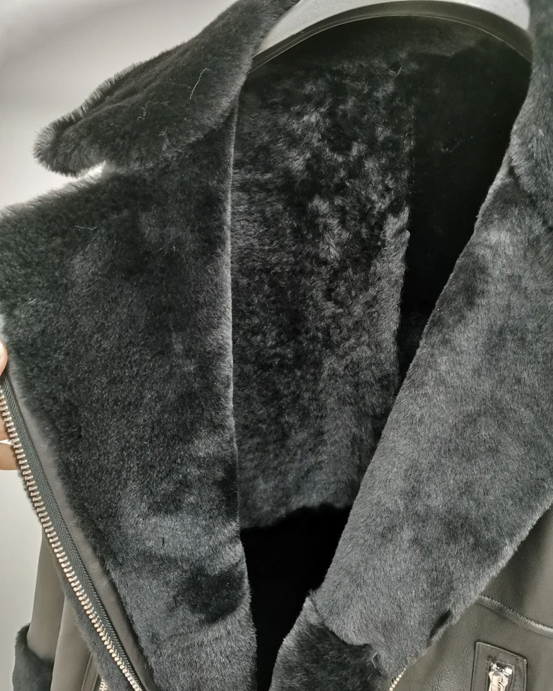 

Women Clothes Winter Long Natural Real Sheep Fur Jacket Thick Warm High Quality Lamb Wool Coat Female Turn-Down Collar