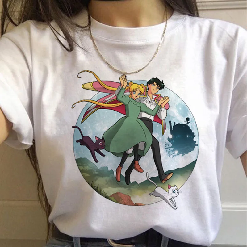 

T Shirt Women Sailor Moon Funny Cartoon Harajuku Casual Femela Tops Ullzang Anime T-shirt Korean Style Tshirt Graphic Top Tees