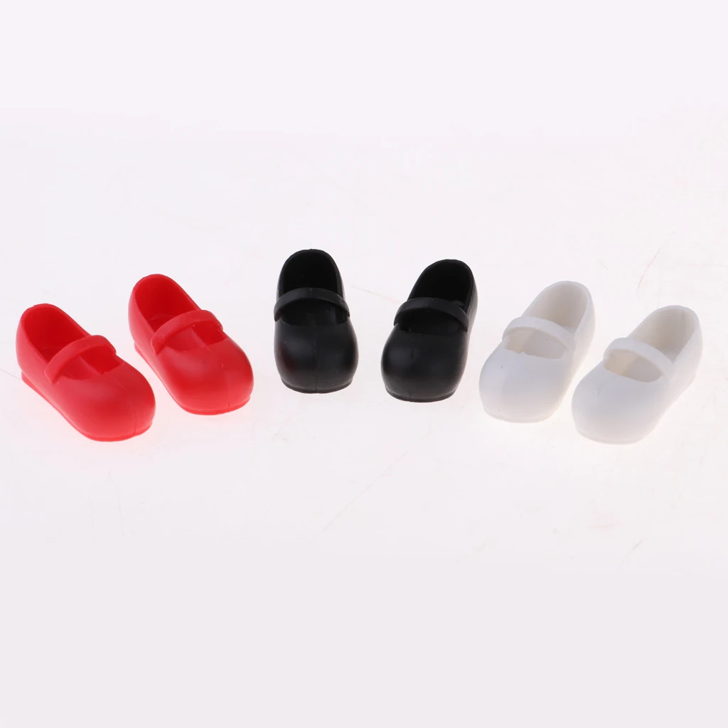 

3 Pairs Lovely 12inch Doll Casual Shoes Belt PU Leather Shoes Ballet Shoes Costume for Blythe Fashion Girl Doll Party Accessory