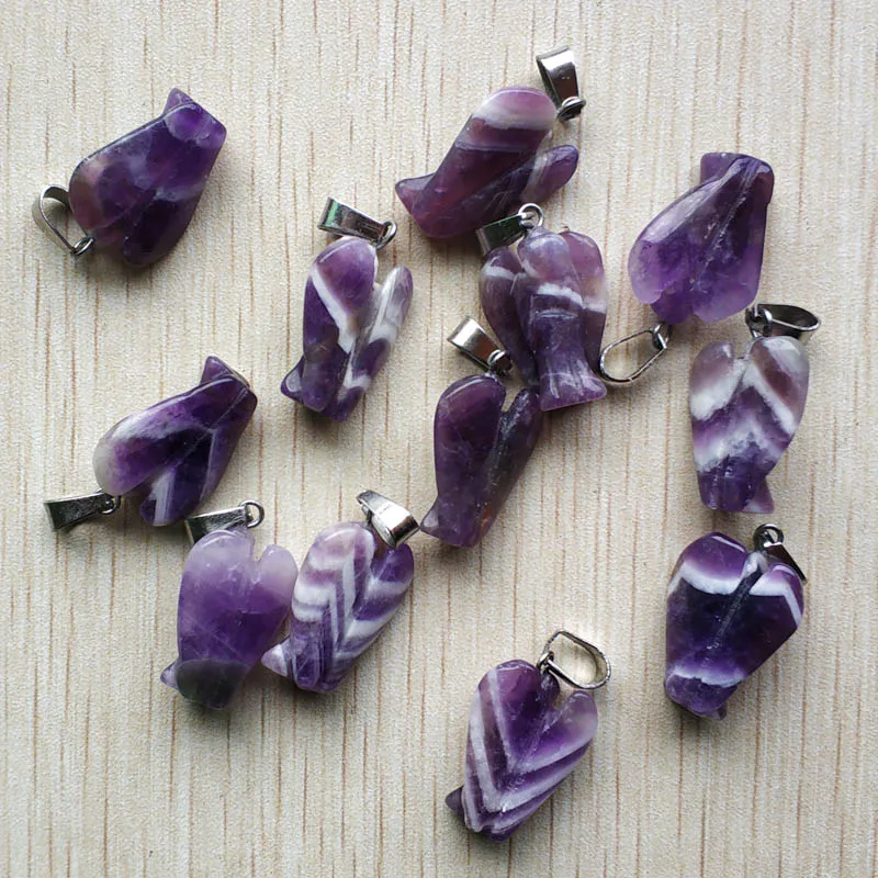

Wholesale 12pcs/lot Fashion high quality Carved natural stone angel charms Pendants for necklace making jewelry free shipping