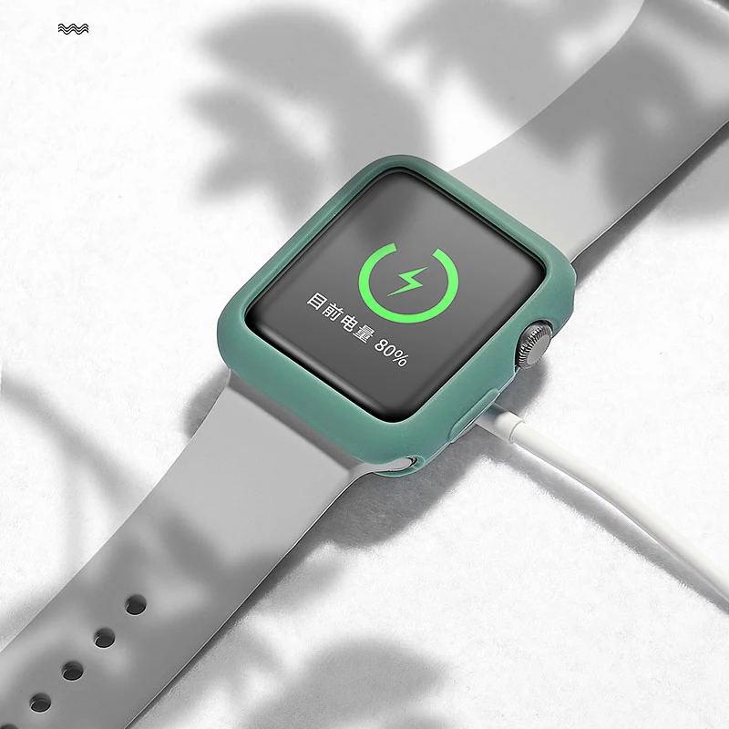 Силиконовый чехол для apple watch series 5 4 3 2 1 цветной защитный iWatch 38 мм 42 40 44