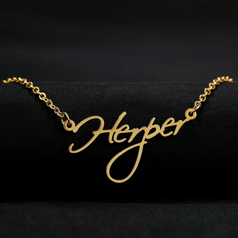 Ожерелье из нержавеющей стали для женщин ожерелье с курсивным именем на заказ