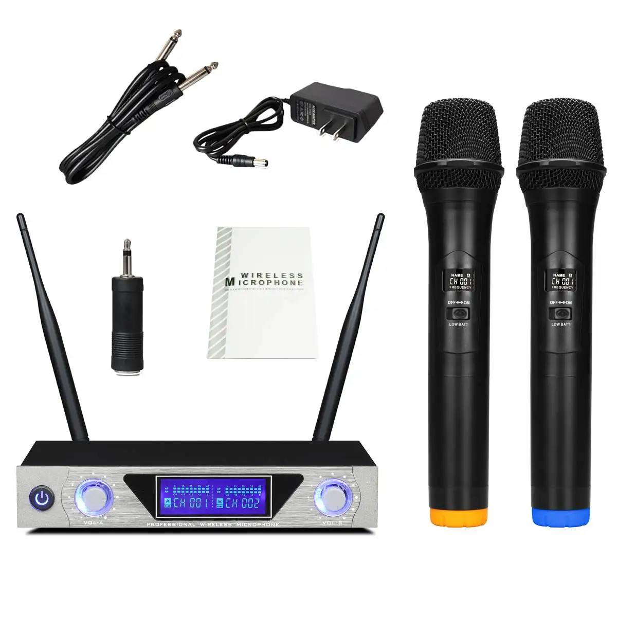 

200-599 MHz Wireless Microphone 2 Channels VHF Professional Handheld Mic For Party Karaoke Church Show Meeting