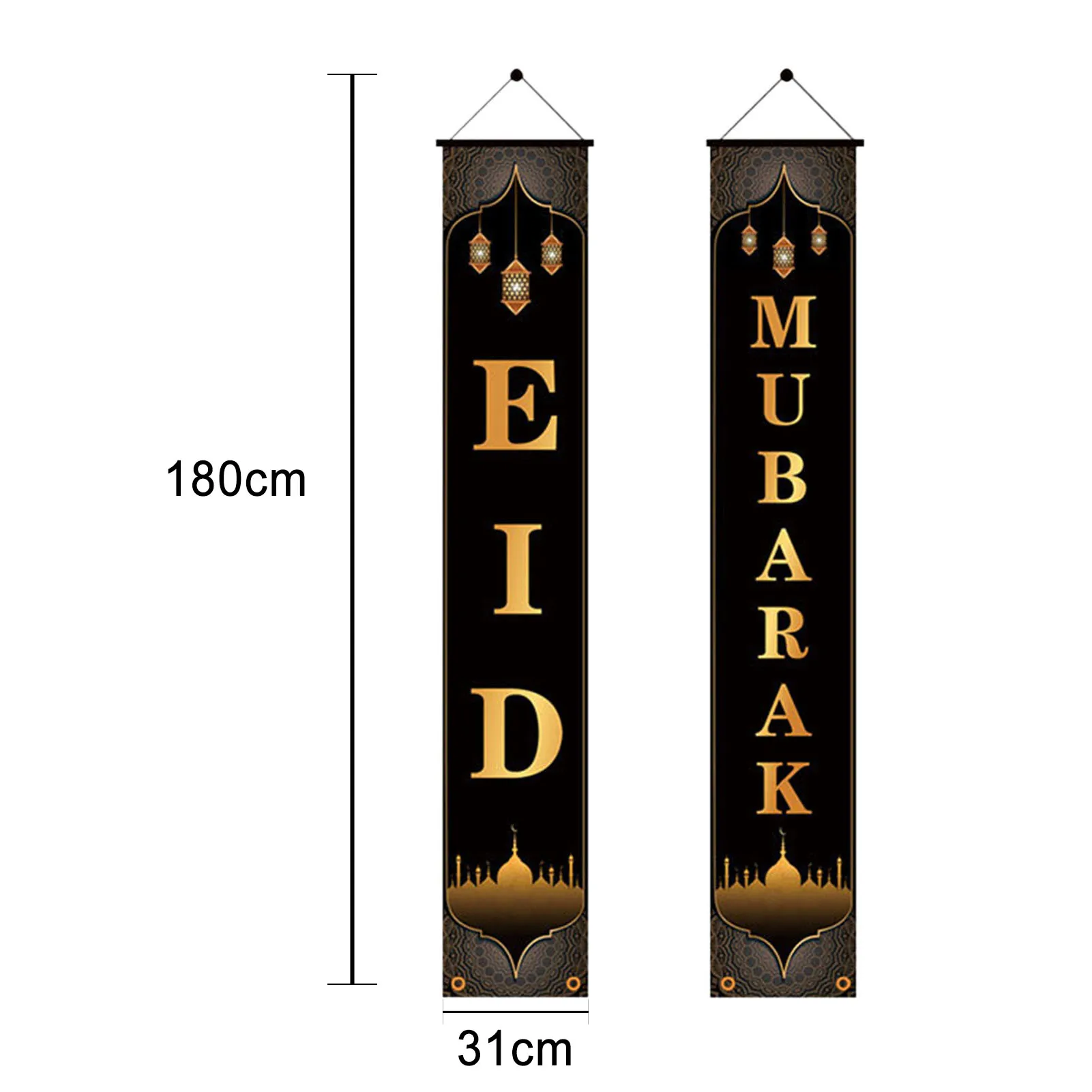 

Ramadan Mubarak Door Curtain Couplet Outdoor Banner Flag For Muslim Eid Mubarak Party Decoration Festival Celebration Decor