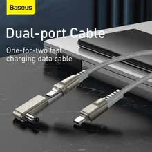 Baseus 1 for 2 Fast Charging Data Cable 6.6 feet 100W Type C USB C to Type C to DC 5.5*2.5 DC Square For Laptop Mobile Phone