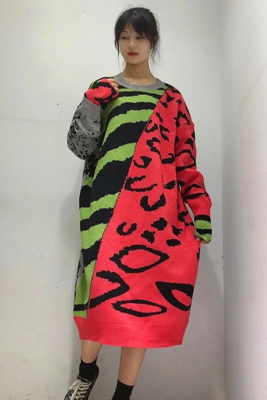 

Ladies Long Sweater Skirt Over the Knee 2020 Western Fashion Fall Winter Lazy Sweater Women's Loose Outer Wear Pullover