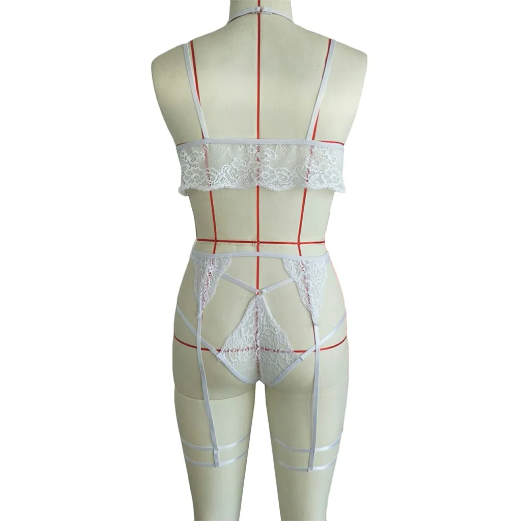 

Lingerie set sexy New Lady Lace Flower Bra No Steel Ring Bra Thong Set Underwear Pajamas ropa interior