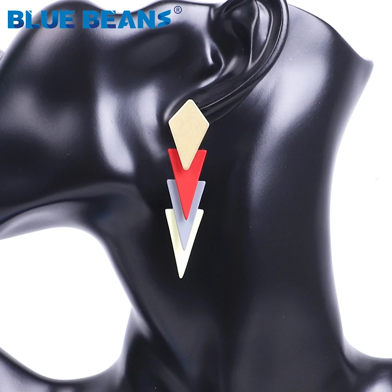 Женские Висячие серьги с голубыми бобами маленькие в богемном стиле