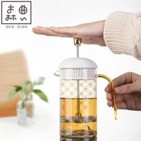 sendian french filter integrated glass teapot high temperature decal glass teapot 2021 new hot office home kitchen accessories