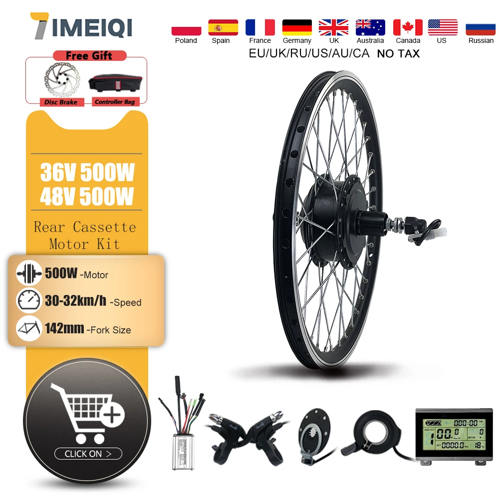 

Electric Bike Conversion Kit 16-29 Inch 700C 36V48V 500W Brushless Rear Cassette Hub Motor Wheel Kit For eBIKE Conversion Kit