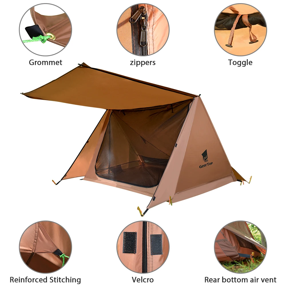 Günstig GEERTOP Ultraleicht 2 Person Zelt Bushcraft Shelter Outdoor Survival Getriebe Für Camping Wandern
