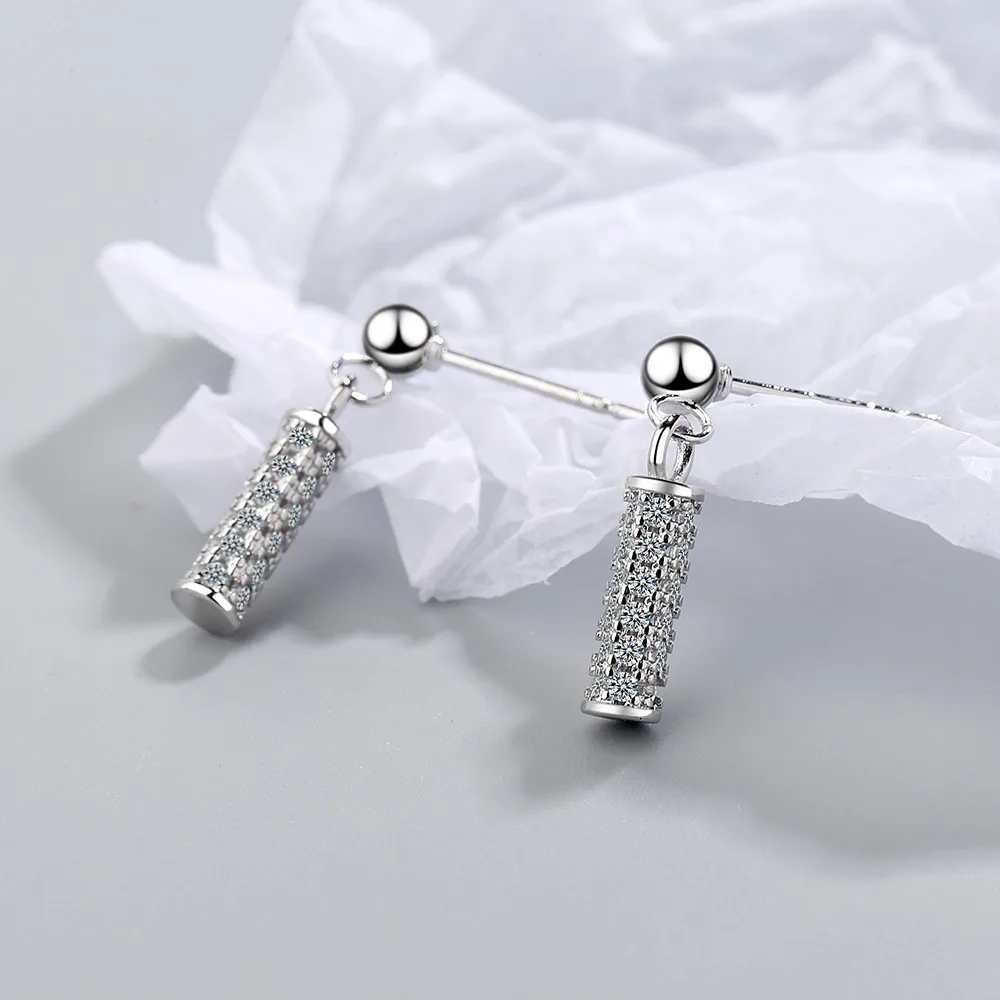 

Luxury Female White Crystal Drop Earrings Cute Gold Silver Color Dangle Earrings Boho Geometry Zircon Wedding Earrings For Women