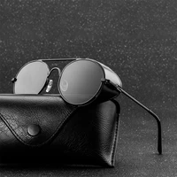 retro gothic steampunk style round metal frame sunglasses men women luxury brand designer shields lens sun glasses gafas de sol