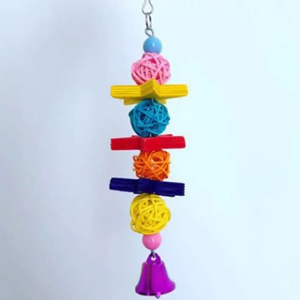 

HOT SALES!!! 6Pcs Bell Swing Ladder Rattan Ball Bird Climb Parrot Bite Pet Hanging Cage Toy