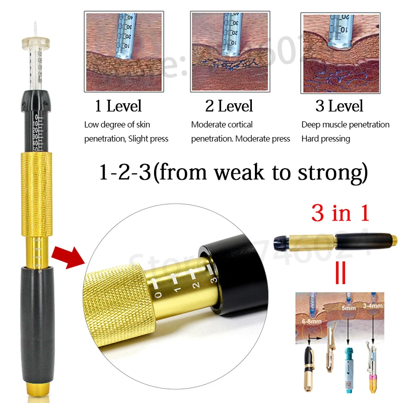 

0.5ml 3in1 Painless Hyaluronic Pen Hyaluron Acid Injection High Pressure Continuous Mist Atomizer for Lip Filling and Anti-aging