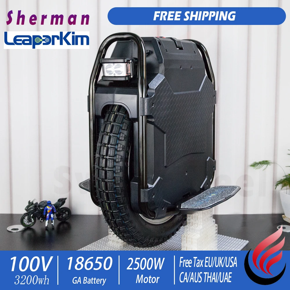 Leaperkim Veteran Sherman Электрический Моноцикл новая партия 2500 Вт внедорожник чудовище 20