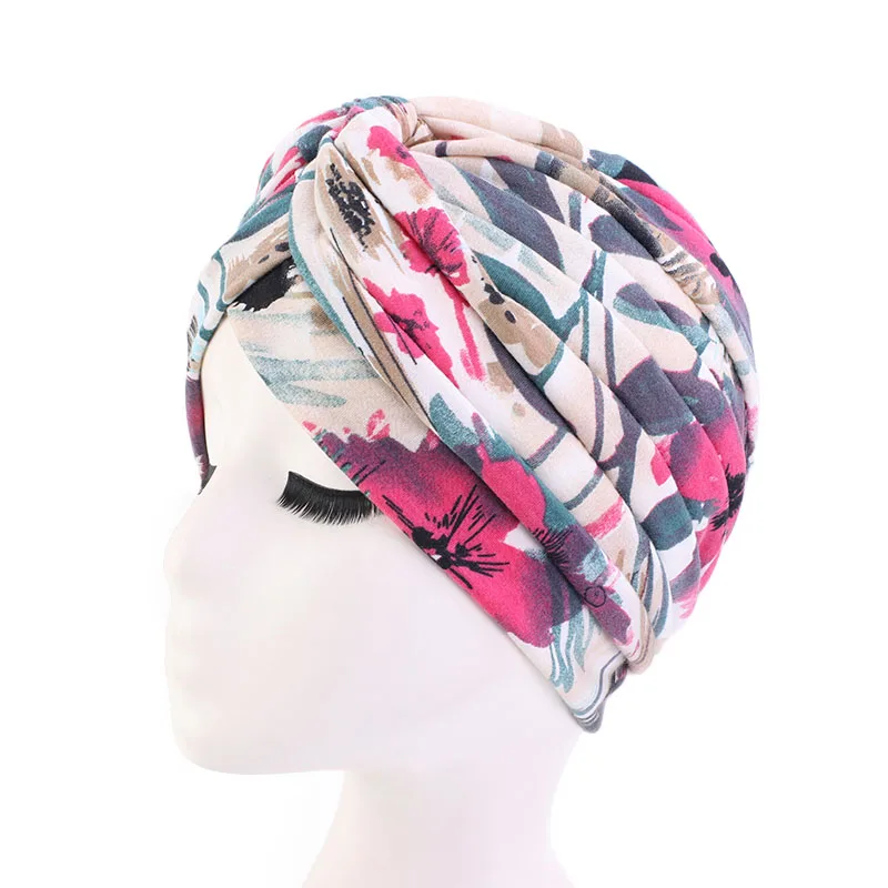 

New floral print cotton Turban Hat Bandana Scarf Cancer Chemotherapy Chemo Beanies Headwrap Caps Sleep Cap for women