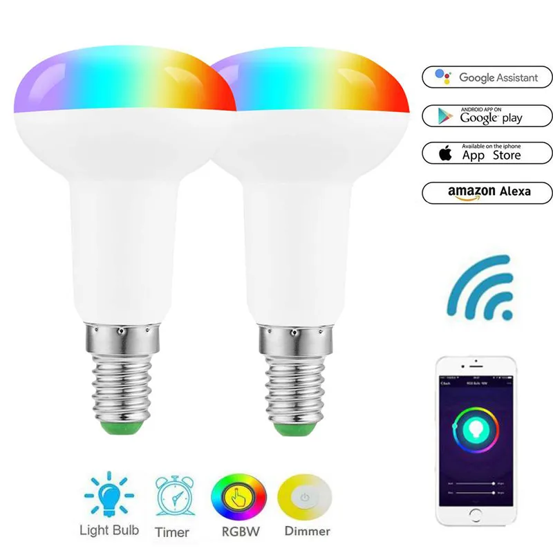 

E14 WiFi Smart Light Bulb LED RGB Lamp 7W Energy Saving Dimming Smart Bulb Work With Tuya Smart Life for Alexa Google Home