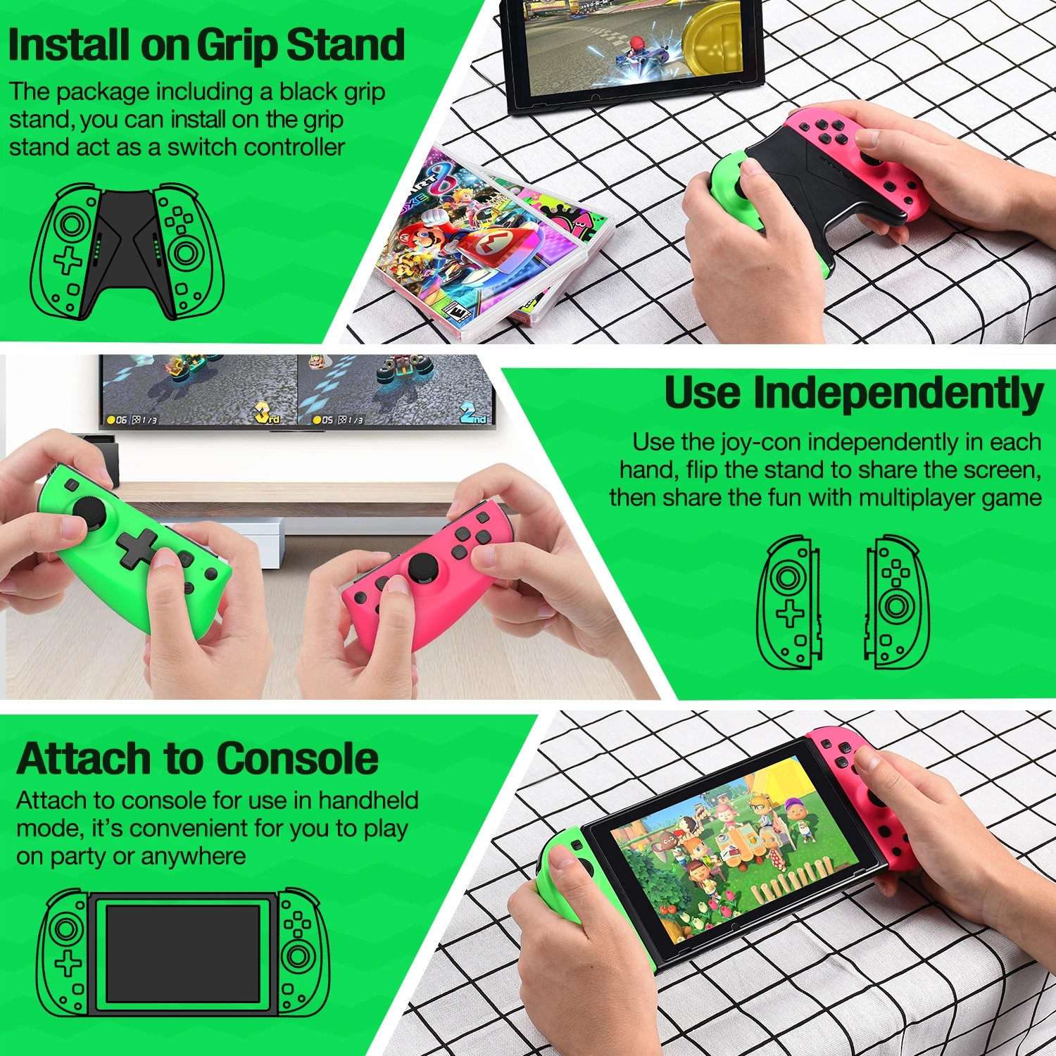 

2pcs/Set Game Controller Handle For Switch Host Joy Gamepad Console Joy Pad Gamepad Video Game USB Joystick Control + Grip Stand