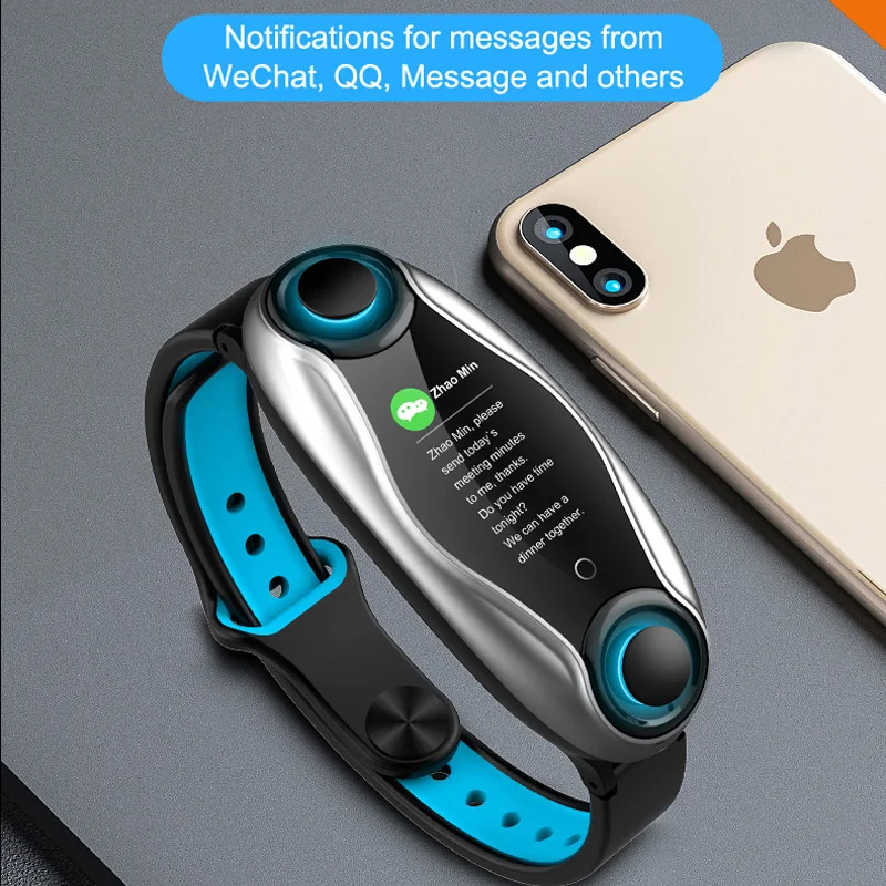T90 фитнес-Браслет беспроводные bluetooth-наушники 2 в 1 Bluetooth 5 0 чип IP67
