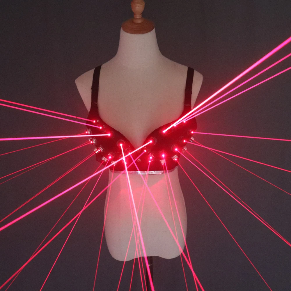 Fashion Red Laser Luminous Sexy Lady Bra Show Stage Costumes For Singer Dancer Nightclub Performers |