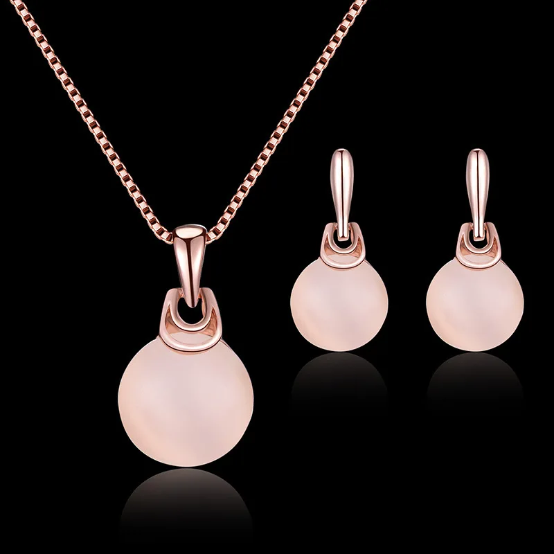 

L53 серьги для невесты набор ювелирных изделий овальные хрустальные серьги ожерелье набор гальванические украшения набор