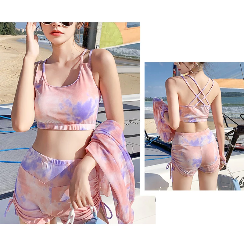 

New Fashion Three Piece Girl's Swimsuit Splitting Long Sleeve for Sun Protection LXH