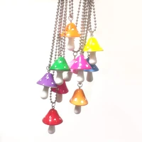 cute harajuku mini mushroom necklaces for women fashion colors fresh pendant necklace girl dangle fine jewelry kid birthday gift