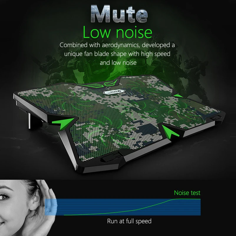 Охлаждающая подставка для ноутбука 5 вентиляторов два USB-порта охлаждающая 12-17