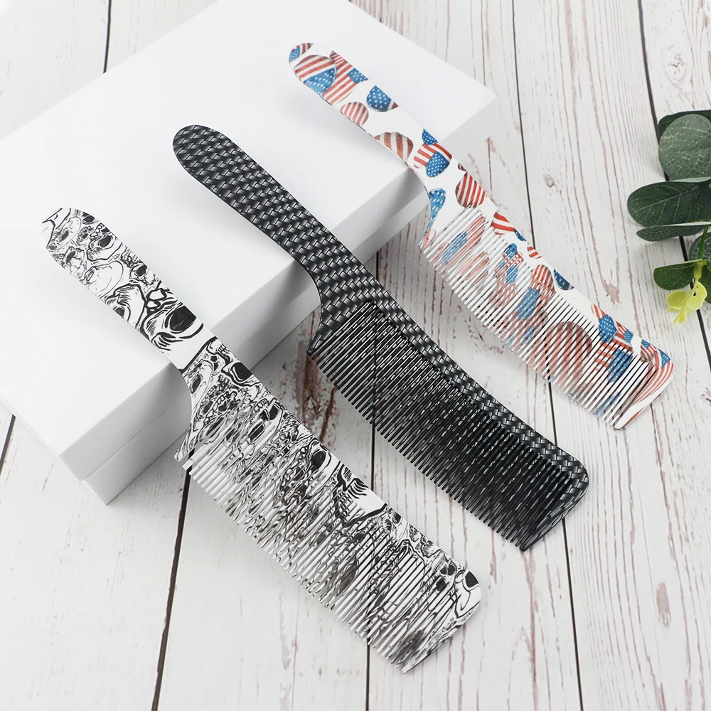 

CestoMen Curved Design Clipper Comb Three Type Hair Massage Comb Anti-Static Salon Hair Tools Professional Barber Flat Top Comb